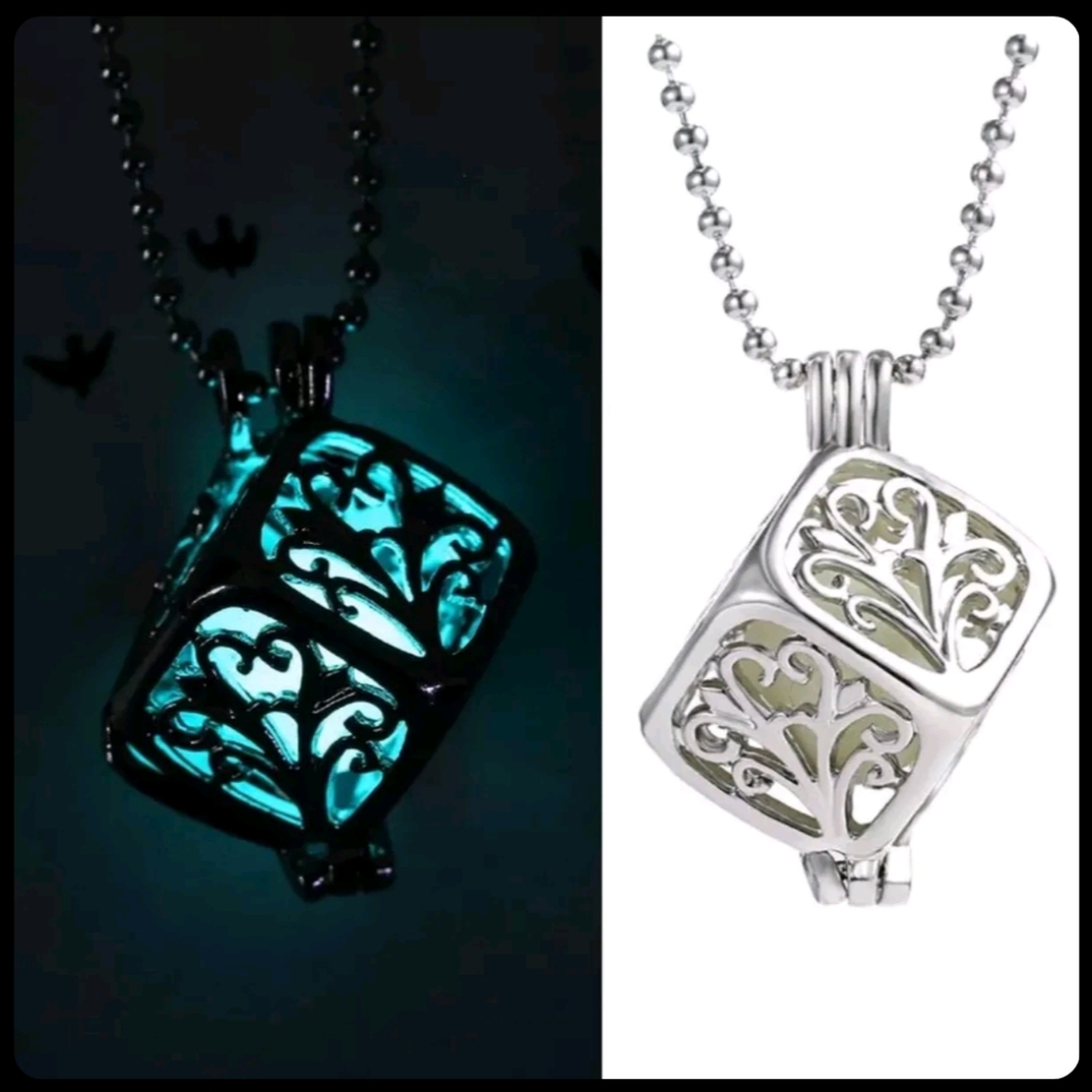 2/$15 NWT Cube Glow Locket Necklace with Earrings Included